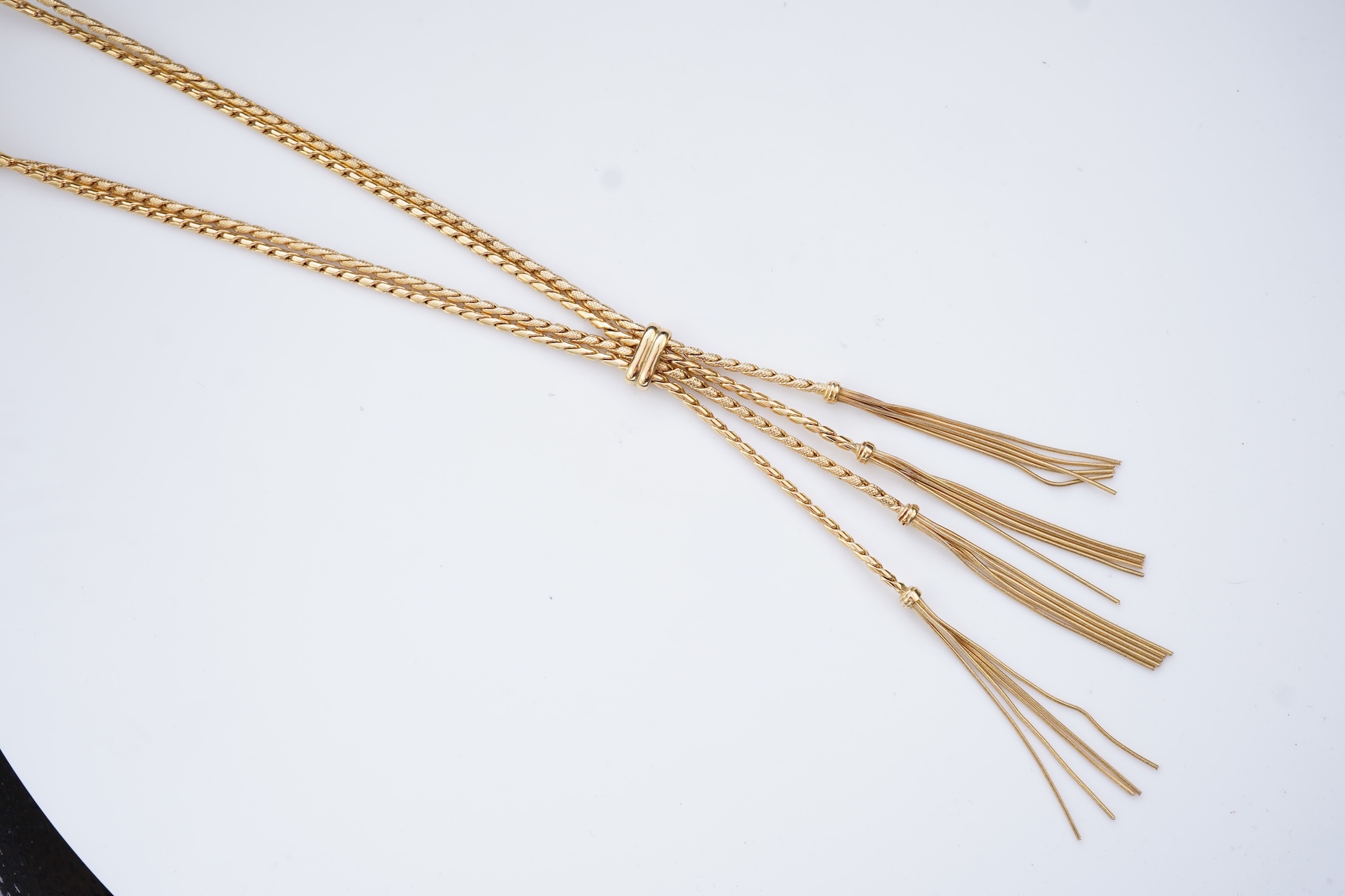A gold necklace